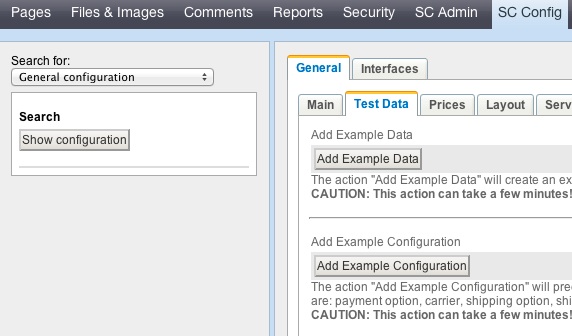 SilverCart Configuration - Example Data