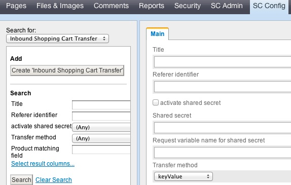 SilverCart Configuration - Inbound Shopping Cart Transfer